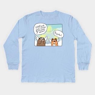 Cat and Sloth in Heaven Comic Kids Long Sleeve T-Shirt